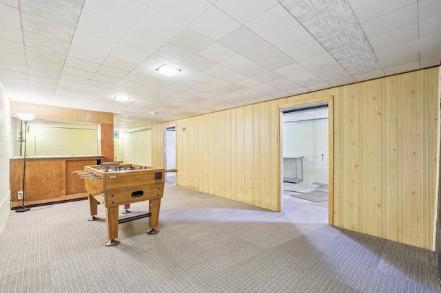 3355 Central Ave NE, Minneapolis, MN 55418 - rec room with wood walls and light carpet