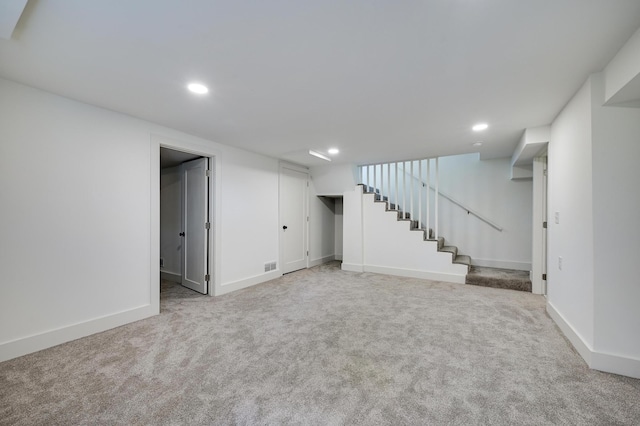 4416 46th Ave S, Minneapolis, MN 55406 - finished basement featuring carpet floors, recessed lighting, and stairs
