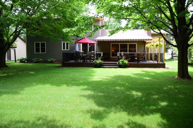 15620 45th Ave N, Plymouth, MN 55446 - rear view of house with a deck and a yard