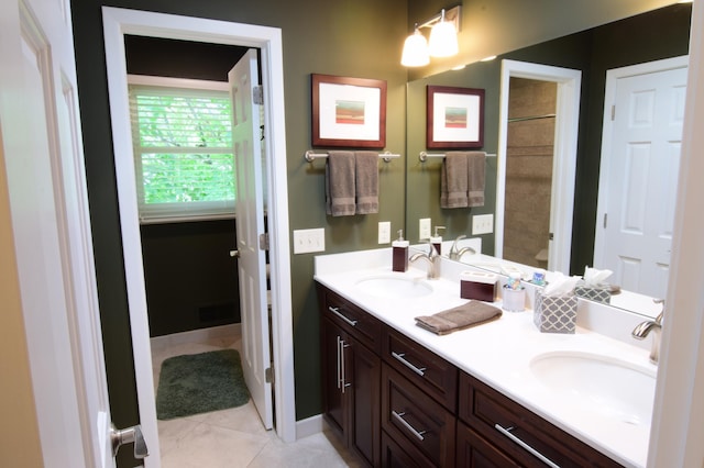 15620 45th Ave N, Plymouth, MN 55446 - full bath featuring double vanity, tile patterned flooring, and a shower