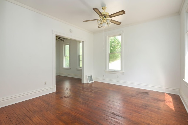 129 Morton St E, Saint Paul, MN 55107 - unfurnished room featuring hardwood / wood-style flooring, ornamental molding, and ceiling fan