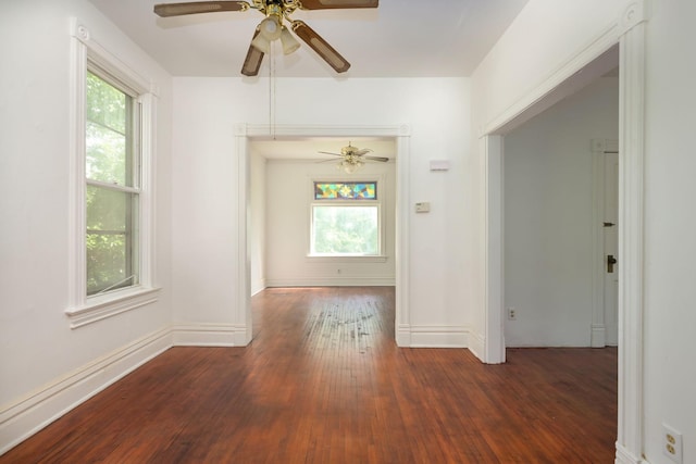 129 Morton St E, Saint Paul, MN 55107 - spare room featuring hardwood / wood-style flooring, plenty of natural light, and ceiling fan