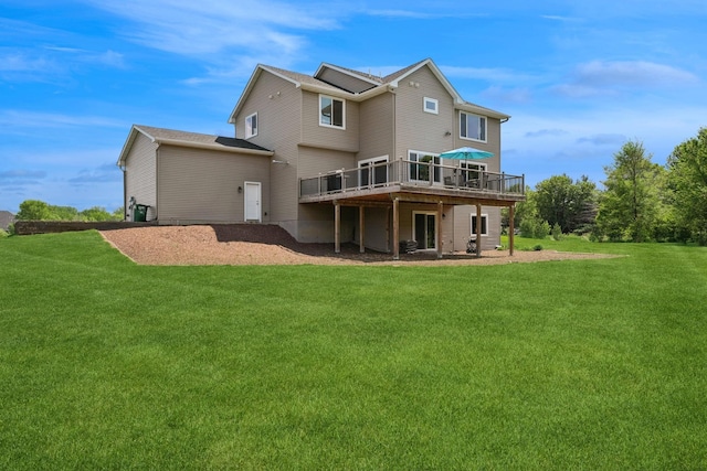 24000 Helium Ct, Forest Lake, MN 55025 - rear view of property with a wooden deck and a lawn