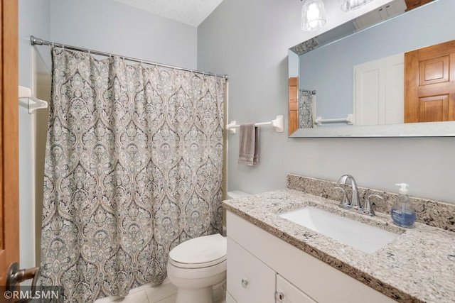 13840 Edenwood Way, Apple Valley, MN 55124 - bathroom with vanity, tile patterned floors, and curtained shower