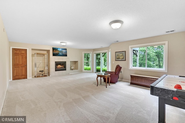 13840 Edenwood Way, Apple Valley, MN 55124 - playroom with a tiled fireplace and carpet flooring