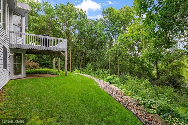 13840 Edenwood Way, Apple Valley, MN 55124 - view of grassy yard featuring a wooden deck