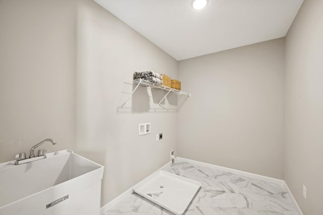 757 Greywood Blvd SW, Delano, MN 55328 - laundry area with hookup for an electric dryer, marble look tiles, and washer hookup