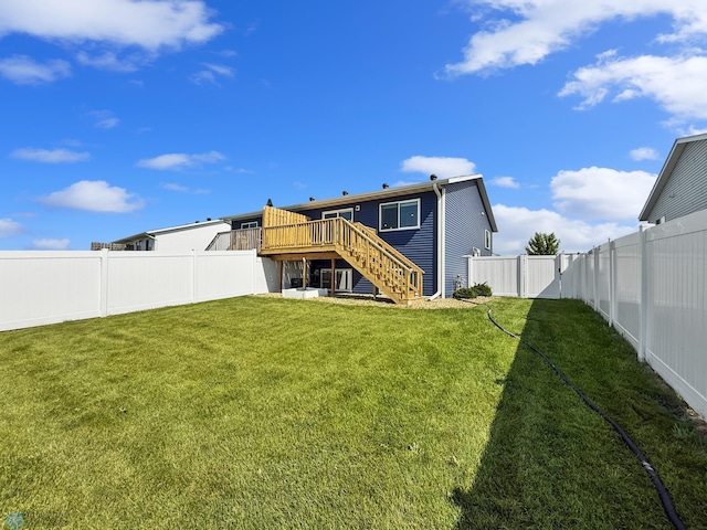 4832 51st Ave S, Fargo, ND 58104 - rear view of house with stairs, a deck, and a fenced backyard