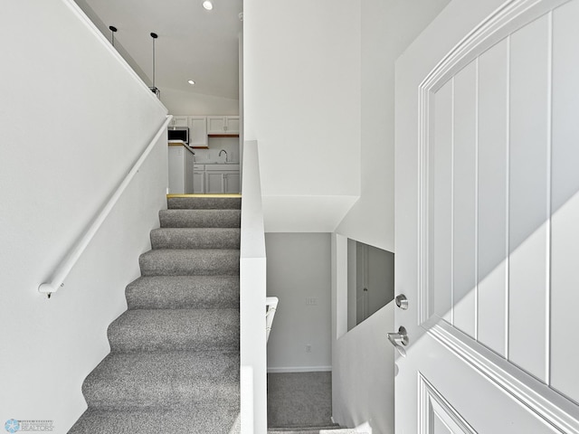 4832 51st Ave S, Fargo, ND 58104 - stairs with recessed lighting and carpet flooring