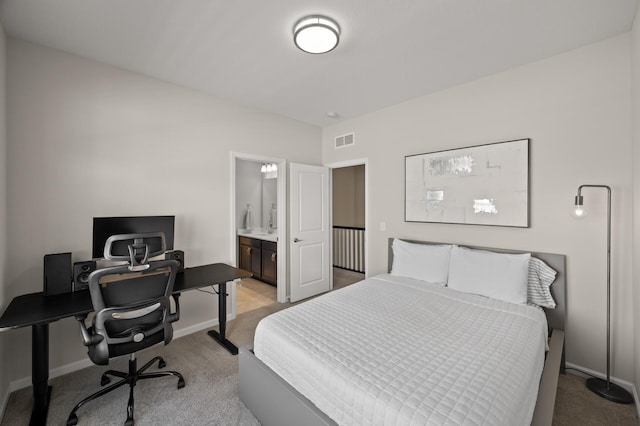 8120 Arrowwood Ln N, Maple Grove, MN 55369 - bedroom featuring light colored carpet, a desk, and ensuite bath