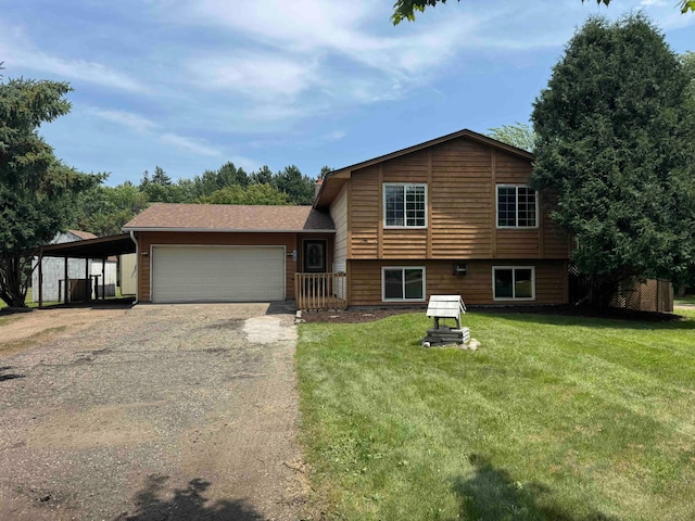 18627 148th St NW, Big Lake Twp, MN 55330 - tri-level home with driveway, a garage, and a front yard