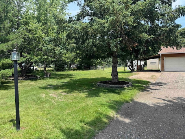 18627 148th St NW, Big Lake Twp, MN 55330 - view of green lawn with gravel driveway and an attached garage