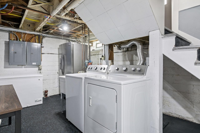 2612 52nd St, Minneapolis, MN 55410 - laundry room featuring washing machine and clothes dryer and electric panel