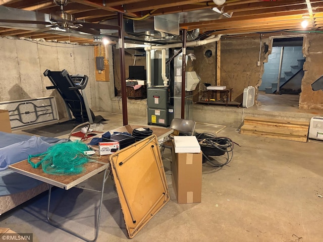 W5168 Lake Rd, Warner Twp, WI 54437 - unfinished basement featuring heating unit
