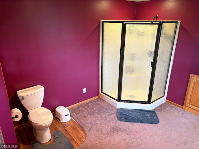 W5168 Lake Rd, Warner Twp, WI 54437 - bathroom with a shower stall and toilet