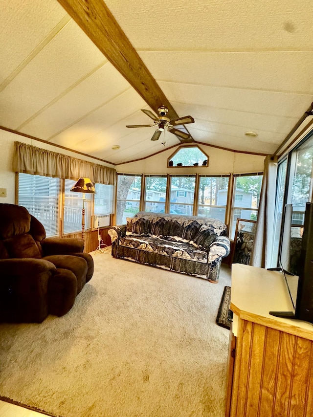 15827 Wilderness Trl Unit 28, Crosslake, MN 56442 - carpeted living room with a ceiling fan
