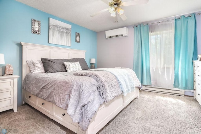 1426 11th St W, West Fargo, ND 58078 - carpeted bedroom featuring a baseboard radiator, a wall mounted AC, and a ceiling fan