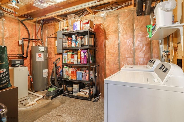 1426 11th St W, West Fargo, ND 58078 - laundry area with electric water heater and separate washer and dryer