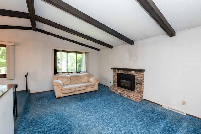 1290 Polk Pl, Columbia Heights, MN 55421 - living area featuring healthy amount of natural light, carpet flooring, and a fireplace