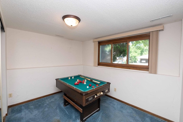 1290 Polk Pl, Columbia Heights, MN 55421 - game room featuring a textured ceiling, carpet floors, and billiards table