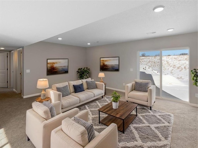 6711 Granby St, North Branch, MN 55056 - living area featuring carpet flooring and recessed lighting