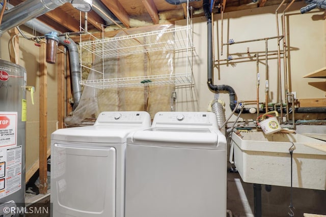 5733 Riverview Entry, Champlin, MN 55316 - washroom with water heater and washer and clothes dryer