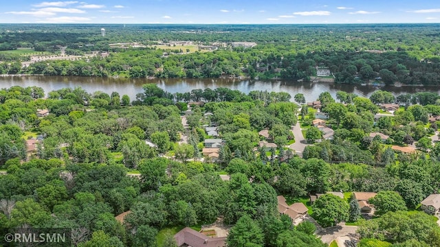 5733 Riverview Entry, Champlin, MN 55316 - drone / aerial view of a nearby body of water and a heavily wooded area