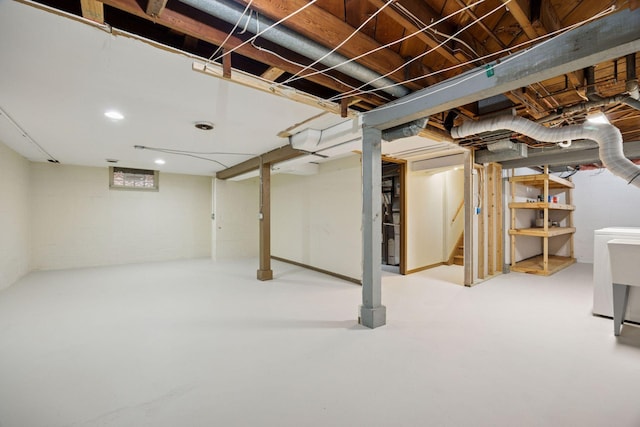 3607 Sheridan Ave N, Minneapolis, MN 55412 - finished basement with washer / clothes dryer, stairs, and recessed lighting