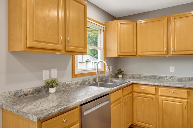 6700 168th St W, Lakeville, MN 55068 - kitchen with dishwasher, light brown cabinetry, and light countertops