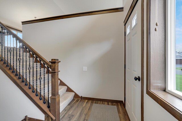 1035 Emerald St NE, Hanover, MN 55341 - stairs featuring wood finished floors and baseboards