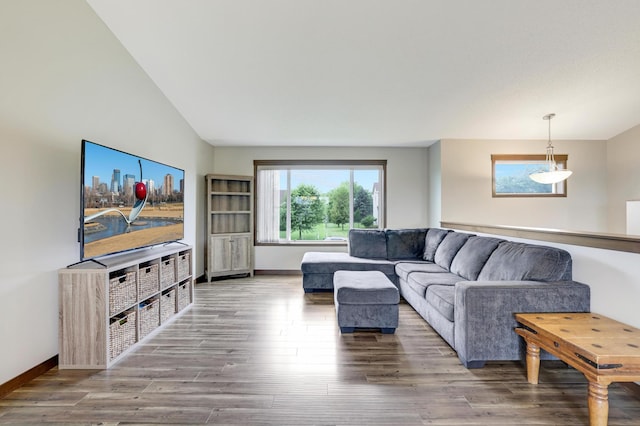 1035 Emerald St NE, Hanover, MN 55341 - living room featuring wood finished floors and vaulted ceiling