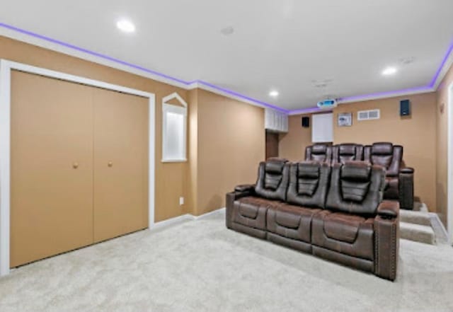 15850 Elmwood Ln, Apple Valley, MN 55124 - home theater room with carpet floors and recessed lighting