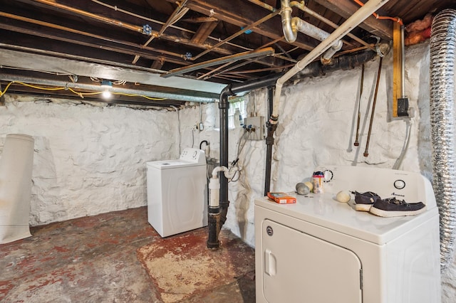 14 15th St, Cloquet, MN 55720 - unfinished below grade area with washing machine and dryer