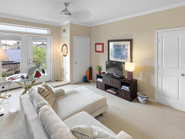 13580 Technology Dr Unit 3306, Eden Prairie, MN 55344 - carpeted living room featuring crown molding and ceiling fan