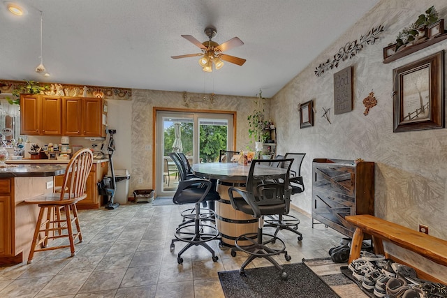 43054 105th Ave, Brockway Twp, MN 56367 - dining area featuring ceiling fan and a textured ceiling