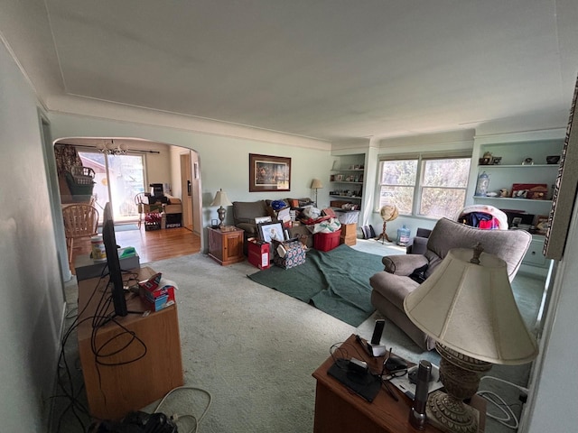 7145 Nicollet Ave S, Richfield, MN 55423 - carpeted living area with arched walkways