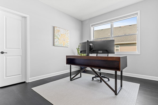 19621 115th Ave N, Rogers, MN 55311 - office area featuring baseboards and dark wood-style floors