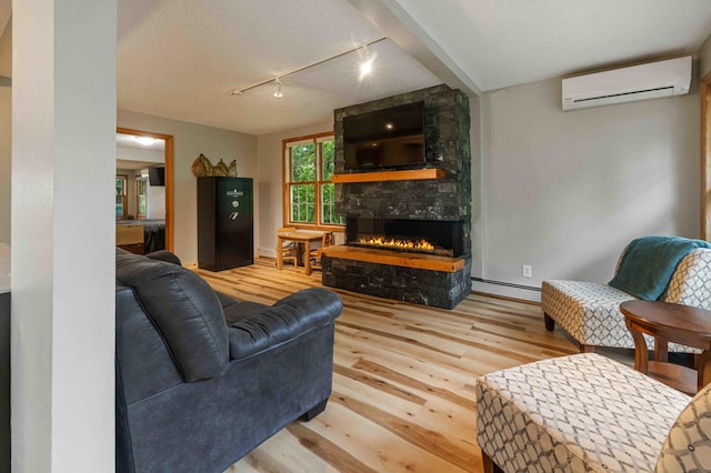 12639 65th Ave SW, May Twp, MN 56466 - living room featuring an AC wall unit, rail lighting, and wood finished floors