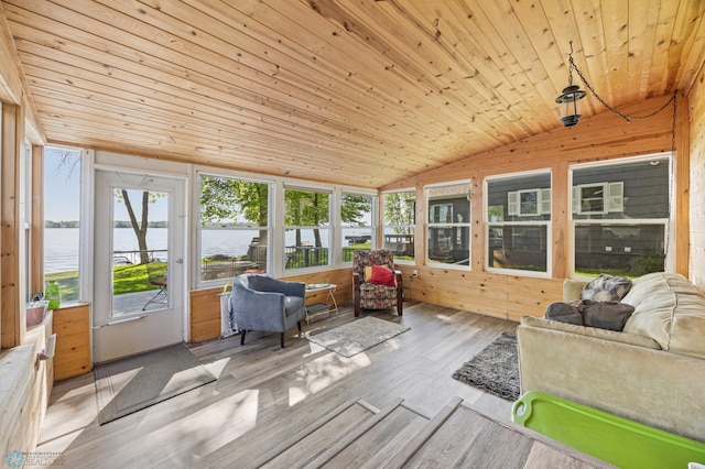 44042 Outlet Beach Rd, Lida Twp, MN 56572 - sunroom with a water view and lofted ceiling