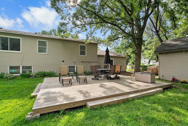 10919 Eagle St NW, Coon Rapids, MN 55433 - wooden deck with a yard and outdoor dining space