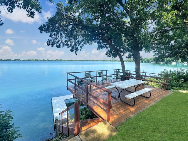 50 Shady Rest Rd, Lake Sarah Twp, MN 56132 - dock area with a water view and a yard
