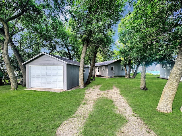 50 Shady Rest Rd, Lake Sarah Twp, MN 56132 - view of green lawn with an outdoor structure and a detached garage