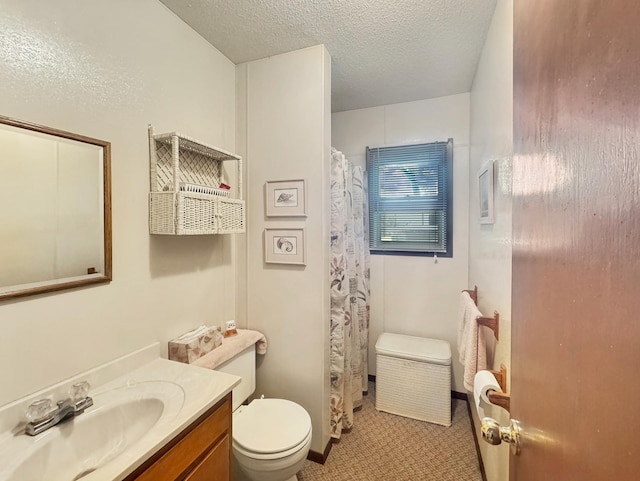 50 Shady Rest Rd, Lake Sarah Twp, MN 56132 - bathroom with vanity, a textured ceiling, and a shower with shower curtain