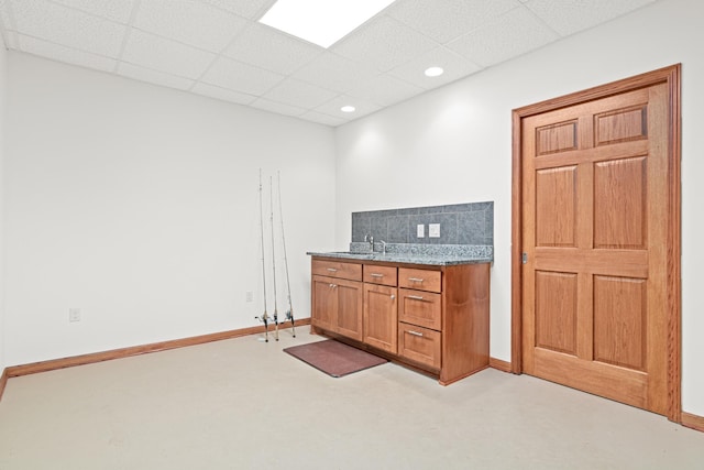 12605 314th St, Lindstrom, MN 55045 - bathroom with a paneled ceiling, vanity, backsplash, and recessed lighting