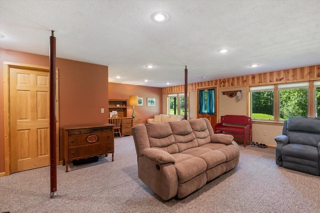 1063 Fernberg Rd, Fall Lake Twp, MN 55731 - carpeted living area with a textured ceiling and recessed lighting