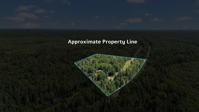 1063 Fernberg Rd, Fall Lake Twp, MN 55731 - aerial overview of property's location with a heavily wooded area and property boundaries highlighted