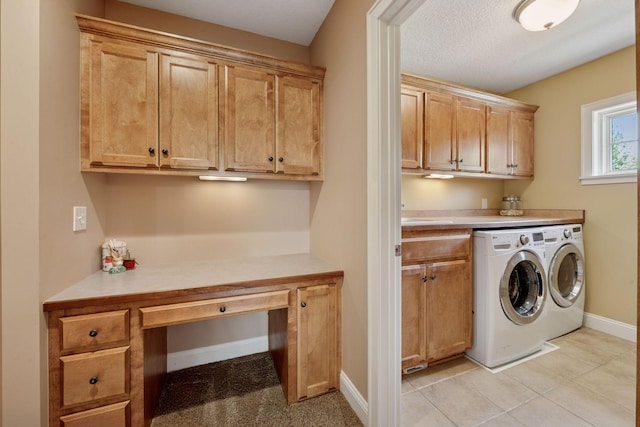 17244 Valley Rd, Eden Prairie, MN 55347 - laundry room with washer and dryer, cabinet space, and a desk