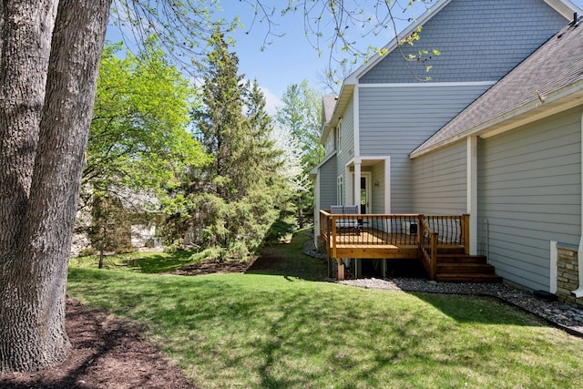 17244 Valley Rd, Eden Prairie, MN 55347 - view of grassy yard with a wooden deck