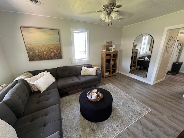 502 1st Ave SW, Baudette, MN 56623 - living area with wood finished floors and ceiling fan