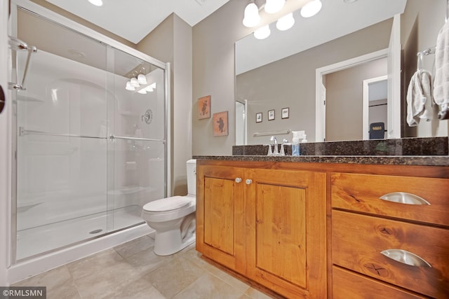 3631 Woodcrest Cir, Eagan, MN 55123 - bathroom featuring a shower stall, vanity, and tile patterned flooring